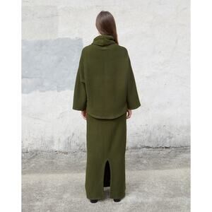 Esby Women's Olive Green "Joanna" Ribbed Maxi Skirt High Waist‎ XS Stretch